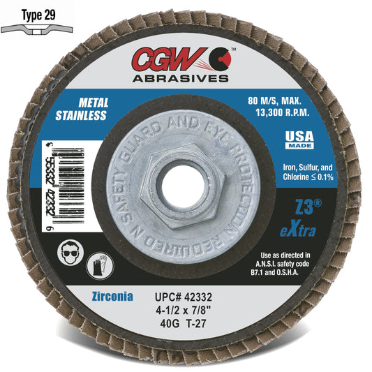 CGW | Flap Disc | Z3-Zirconia | T29 | *STANDARD DENSITY*